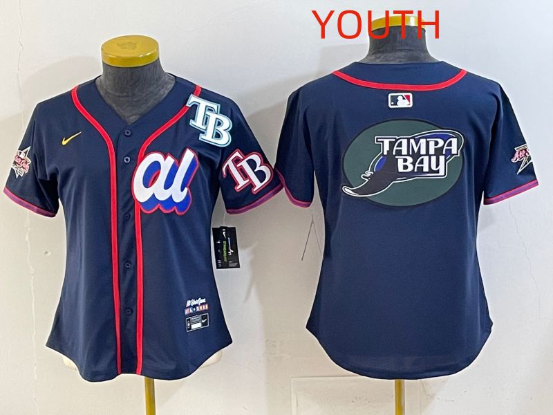 Youth 2025 Tampa Bay Rays Blank Drak Blue All star Nike MLB Jersey style 04